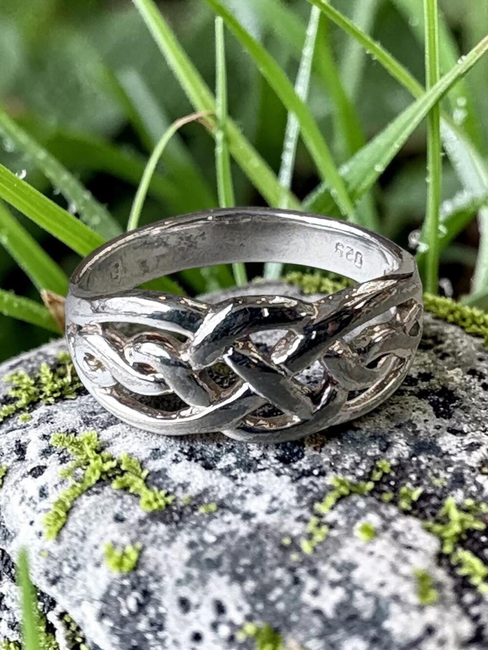 Vintage Sterling Silver Openwork Knot Band Ring Interlaced Celtic Style Design